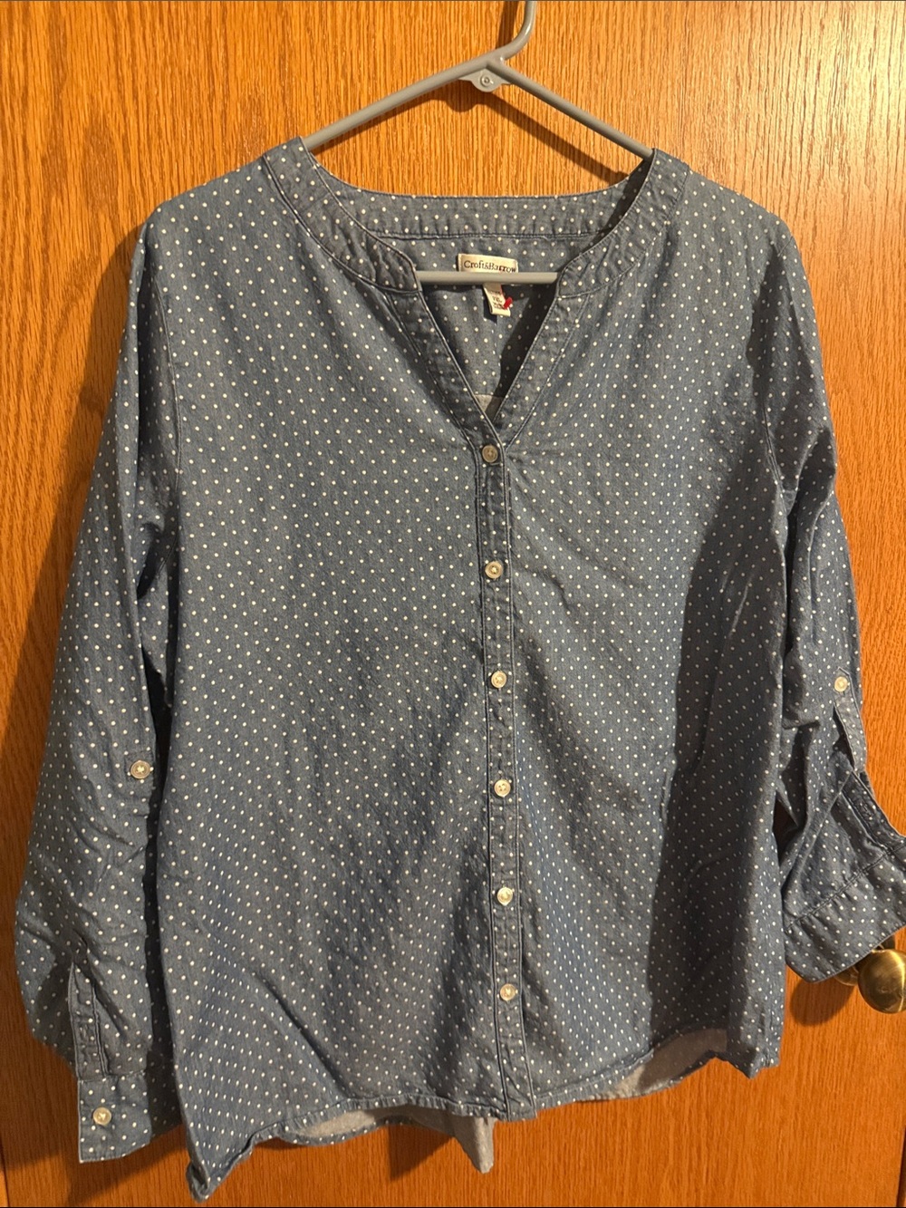 croft & barrow Blue Dot Button-Front Casual Shirt PXL